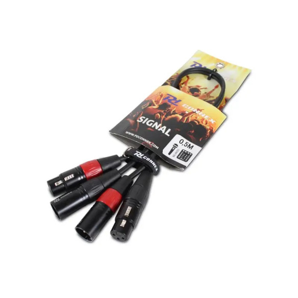 CX60-05 Cable 2 x XLRM - XLRF, 0.5m, negro