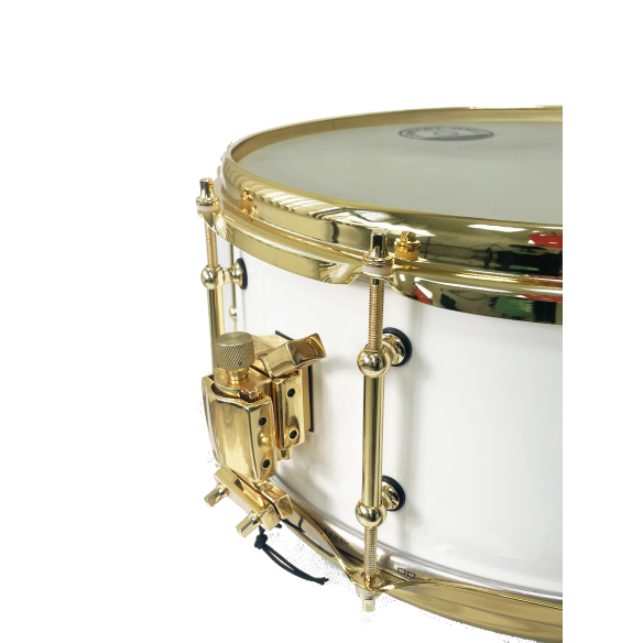 CAJA JINBAO 14" x 6" POP MADERA BLANCO LACADO/DORADO