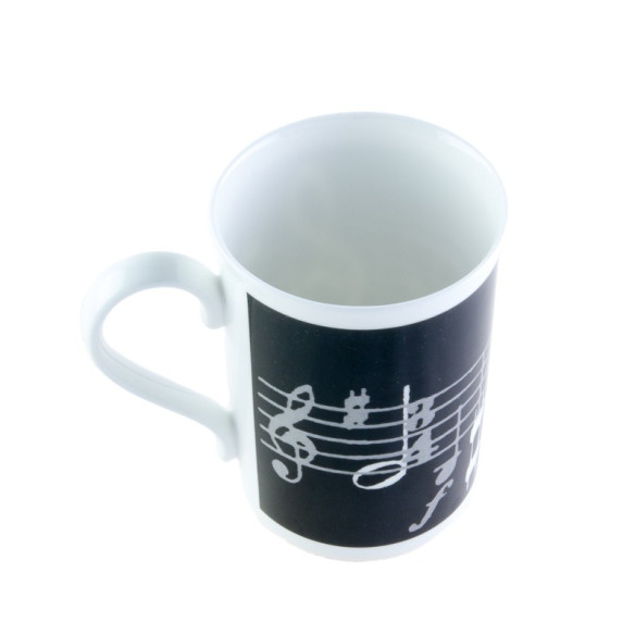 BSM02 Taza negra porcelana Partitura y Clave de sol