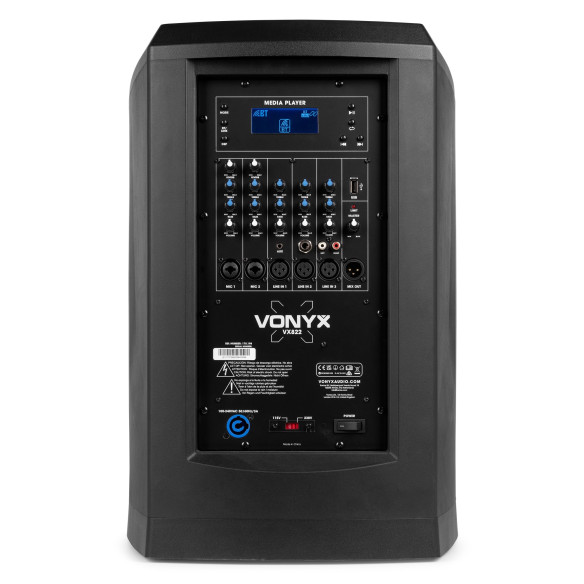Vonyx VX822 Sistema de Sonido de Columna Bi-Amplificado Sub de 12"
