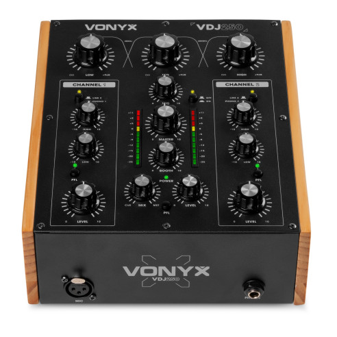 Vonyx VDJ250 Mezclador de 2 Canales con faders rotativos