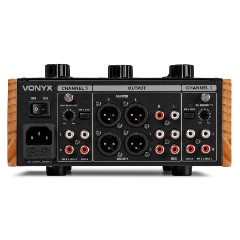 Vonyx VDJ250 Mezclador de 2 Canales con faders rotativos