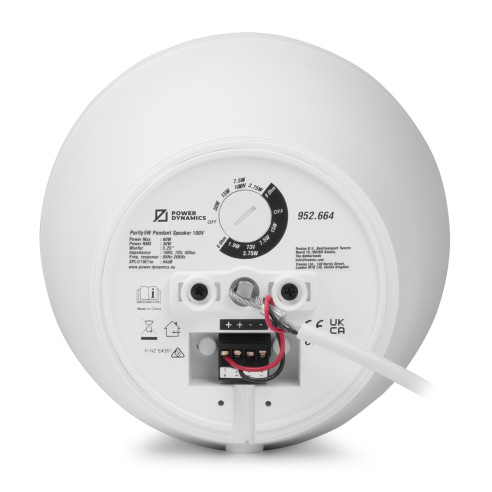 Power Dynamics PURITY 5W Altavoz Colgante Premium 100V 5.25" Blanco
