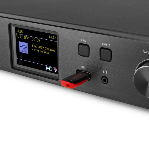 Audizio BRESCIA  Receptor de Internet con Amplificador, DAB y reproductor CD Negro