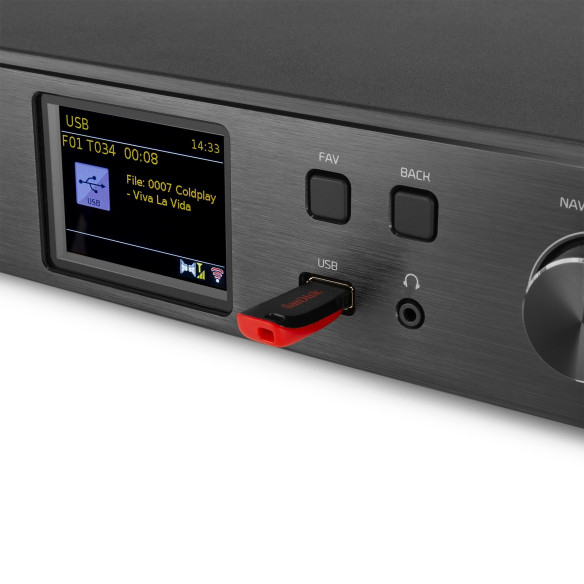 Audizio BRESCIA  Receptor de Internet con Amplificador, DAB y reproductor CD Negro