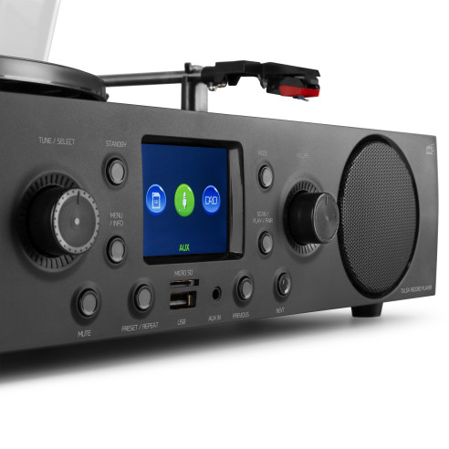 Audizio TULSA Equipo de sonido Hifi con giradiscos DAB Radio