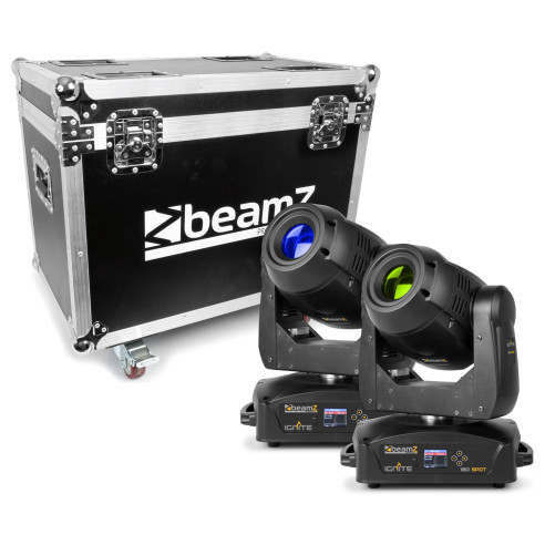 Beamz IGNITE180 Cabeza Movil Spot LED 2pcs en Flightcase