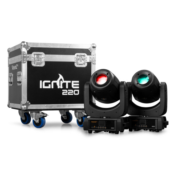IGNITE220 Set Cabeza Móvil Spot 220W. 2 Piezas + Flightcase,Zoom