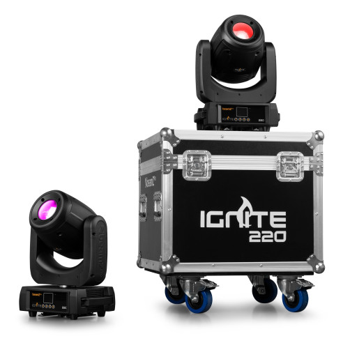 IGNITE220 Set Cabeza Móvil Spot 220W. 2 Piezas + Flightcase,Zoom