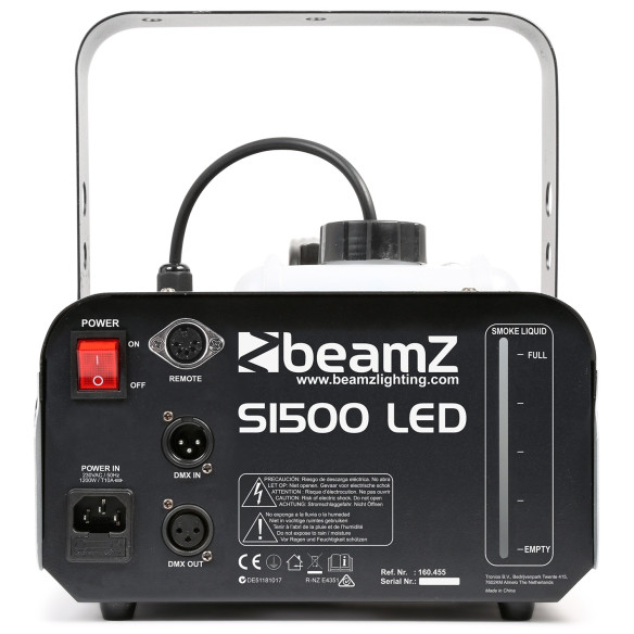 BeamZ S1500LED Maquina de Humo DMX con Leds 9x 3W RGB,1500 W