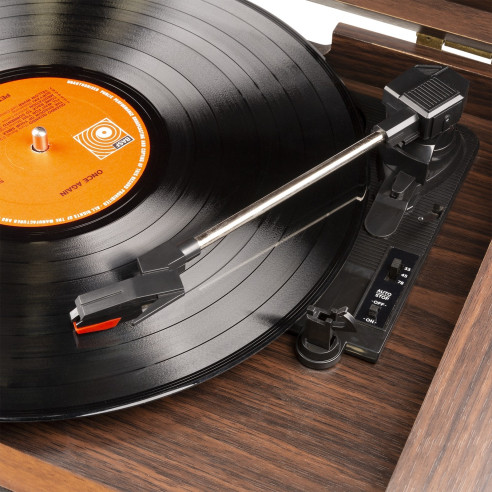 Fenton MEMPHIS Giradiscos, Lector CD, Lector Cassette, Sintonizador ,Bluetooth y USB. Madera oscura