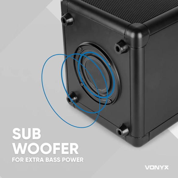 Conjunto Karaoke Negro con luces LED Fenton SBS50B-PLUS,