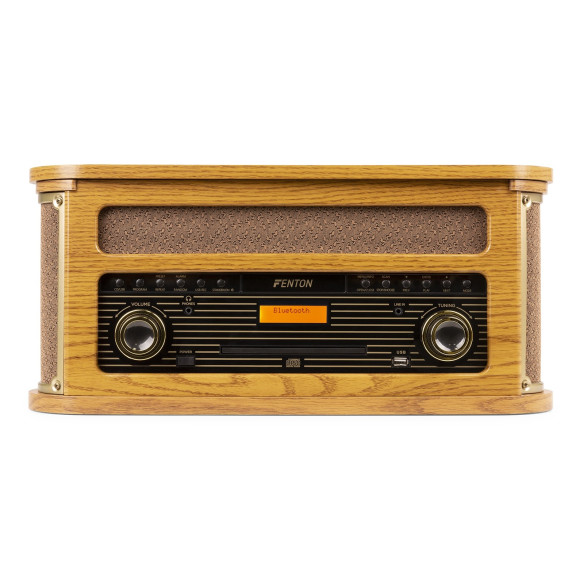 Fenton MEMPHIS Giradiscos, Lector CD, Lector Cassette, Sintonizador ,Bluetooth y USB, madera clara