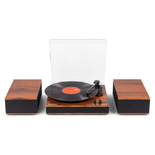 Audizio TUPELO Tocadiscos BT con 2 Altavoces, Madera oscura 2