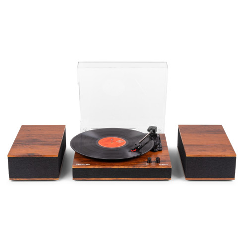 Audizio TUPELO Tocadiscos BT con 2 Altavoces, Madera oscura