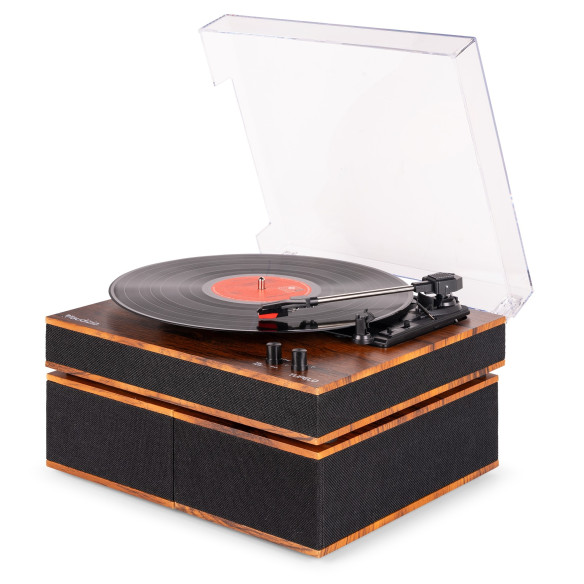 Audizio TUPELO Tocadiscos BT con 2 Altavoces, Madera oscura