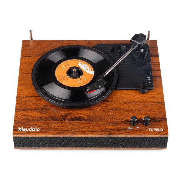 Audizio TUPELO Tocadiscos BT con 2 Altavoces, Madera oscura