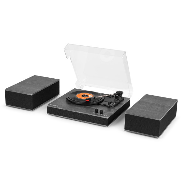 Audizio TUPELO Tocadiscos BT con 2 Altavoces, Negro