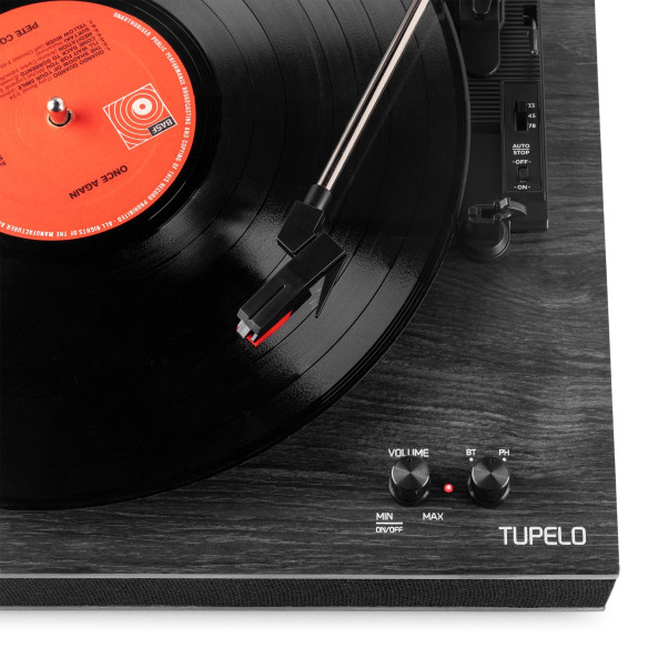 Audizio TUPELO Tocadiscos BT con 2 Altavoces, Negro