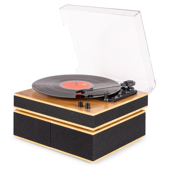 Audizio TUPELO Tocadiscos BT con 2 Altavoces, Bambú