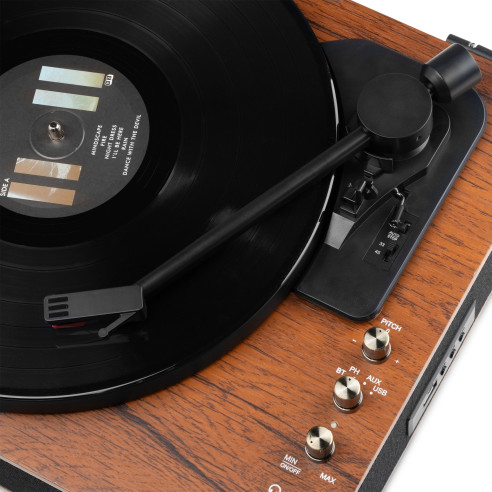 Fenton RP162D Giradiscos con bluetooth, madera oscura