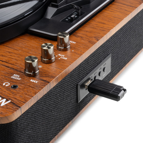 Fenton RP162D Giradiscos con bluetooth, madera oscura