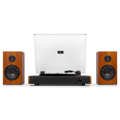 Audizio RP337W Tocadiscos Vintage con altavoces BT inalámbricos, en madera