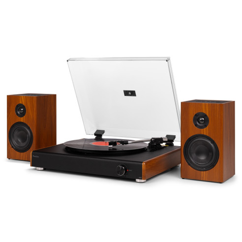 Audizio RP337W Tocadiscos Vintage con altavoces BT inalámbricos, en madera