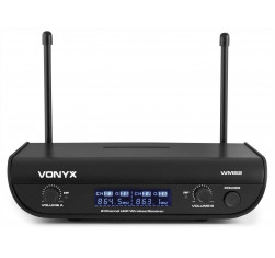 Micrófono inalambrico VONYX WM82C Digital UHF de 2 canales con micro de Mano y petraca con Headset y Levalier. 2