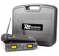 POWER DYNAMICS .PD782 Microfono Inalambrico UHF ,Multifrequencia 2x 8 Canales con 2 Microfonos