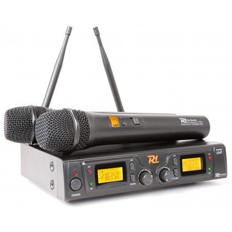 POWER DYNAMICS .PD782 Microfono Inalambrico UHF ,Multifrequencia 2x 8 Canales con 2 Microfonos