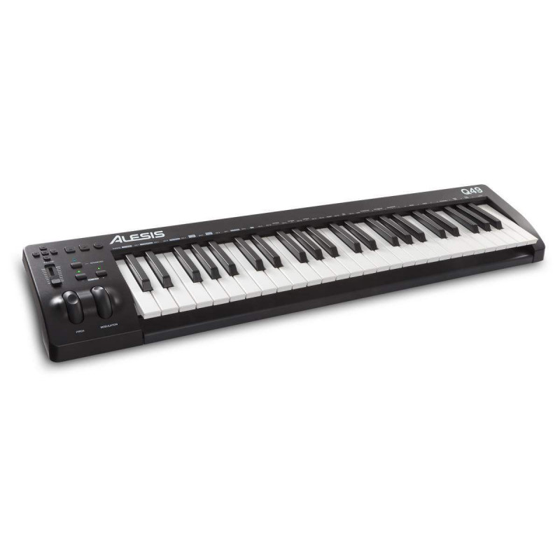 Teclado Controlador Alesis Q49 MKII con 49 teclas sensibles a la velocidad y de tamaño completo.