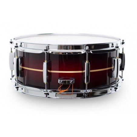 Caja de 14 x 5.5" Pearl MCT Master Maple MCT1455S-C836 con acabado Red Burst Stripe.