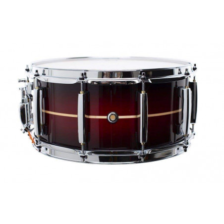 Caja de 14 x 6.5" Pearl MCT Master Maple MCT1465S-C836 con acabado Red Burst Stripe.