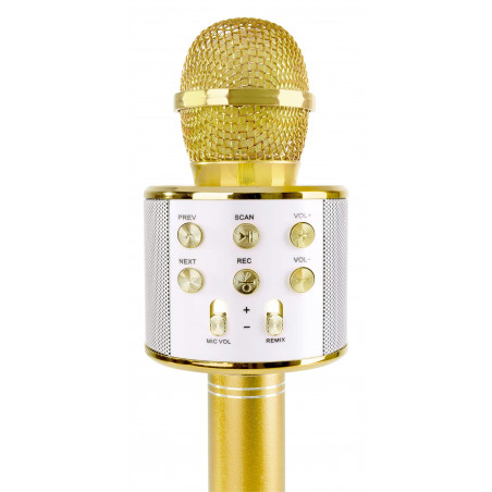 Micrófono de Karaoke con altavoz BT / MP3  Max KM15G, con 28 Luces LED