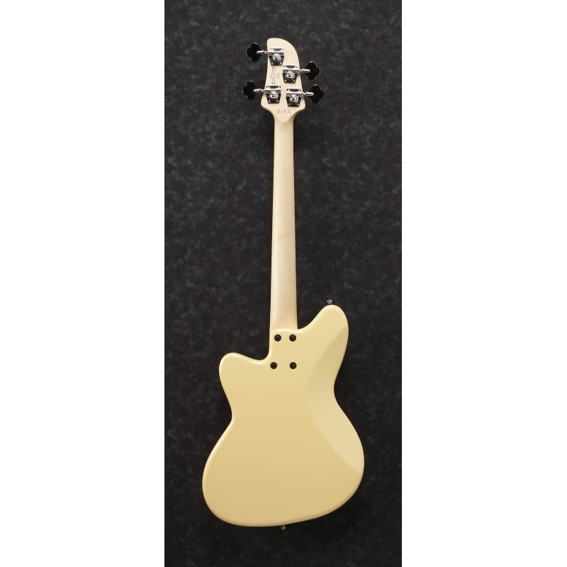 Bajo eléctrico Ibanez TMB30-BK de escala corta de 30", acabado en Ivory , con cuerpo de caoba y Pastillas Dynamix P/J.