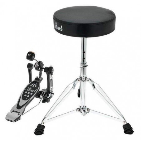 Hardware Pack Pearl HWP-DP53 que incluye un sillín de bateria Pearl D-50 y un Pedal de Bombo sencillo P-530.