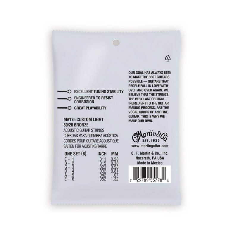 comprar Juego de cuerdas para Guitarra Acústica AUTHENTIC SP BRONZE 80/20 CUSTOM LIGHT 11-52