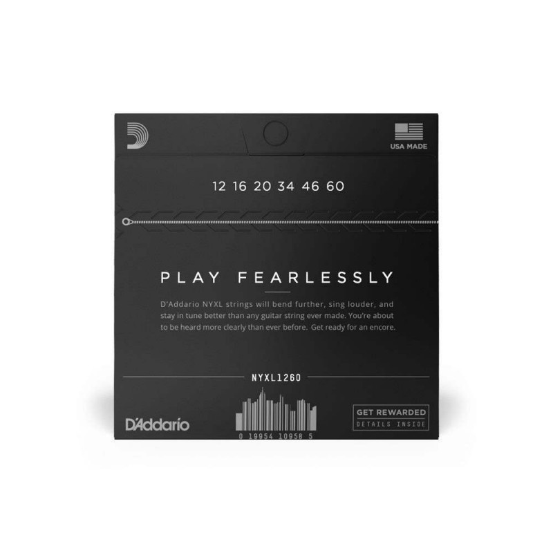 comprar Juego de cuerdas para Guitarra Eléctrica d'Addario NYXL1260 de entorchado de níquel, calibre extragrueso, 12-60.