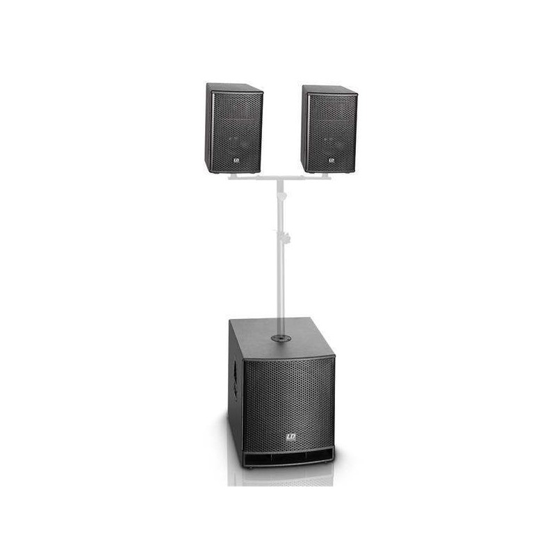 Sistema compacto autoamplificado LD Systems DAVE10 G3 de 350W RMS formado por 2 satelites inclinables y 1 subgraves.
