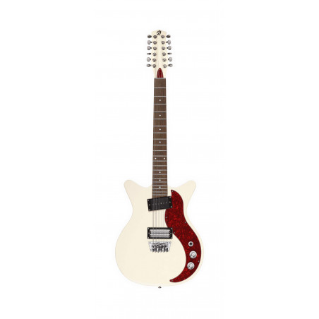 Guitarra Eléctrica de 12 cuerdas Danelectro 59X12 Vintage Cream con forma Shorthorn de doble cutaway.