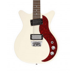 Guitarra Eléctrica de 12 cuerdas Danelectro 59X12 Vintage Cream con forma Shorthorn de doble cutaway. 2