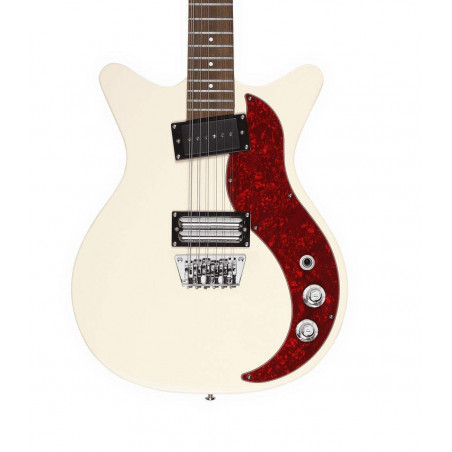 Guitarra Eléctrica de 12 cuerdas Danelectro 59X12 Vintage Cream con forma Shorthorn de doble cutaway.