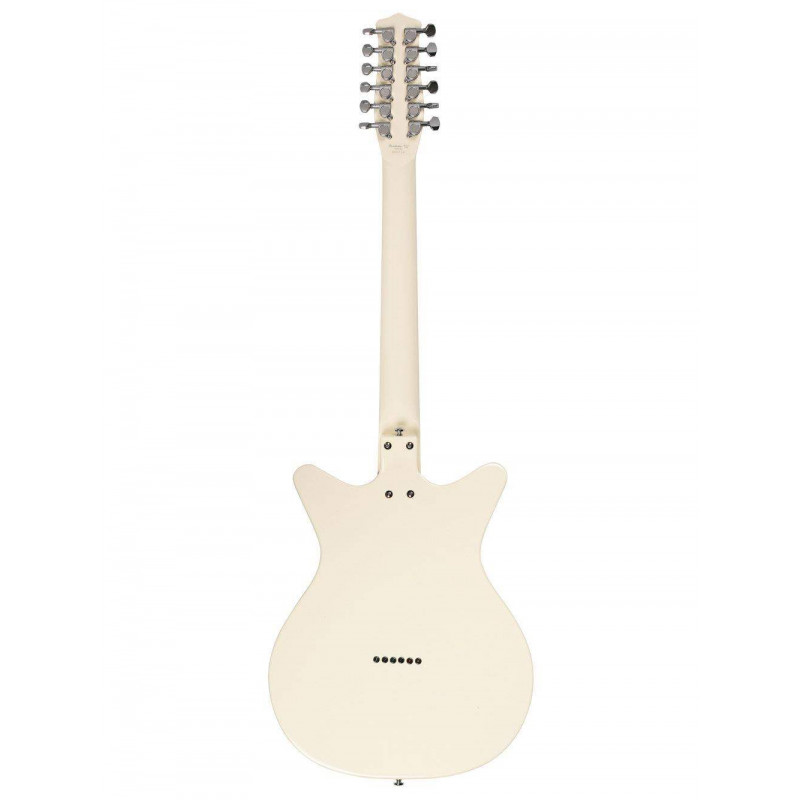 Guitarra Eléctrica de 12 cuerdas Danelectro 59X12 Vintage Cream con forma Shorthorn de doble cutaway.