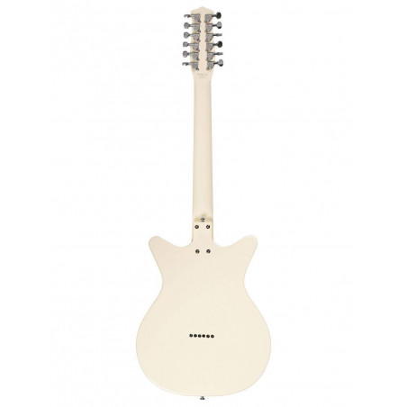 Guitarra Eléctrica de 12 cuerdas Danelectro 59X12 Vintage Cream con forma Shorthorn de doble cutaway.