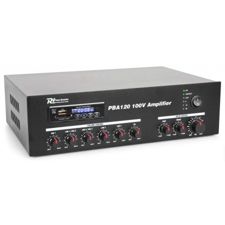 Power Dynamics ,PBA120 Amplificador linea 100V,  120W ,con BT,MP3,SD,