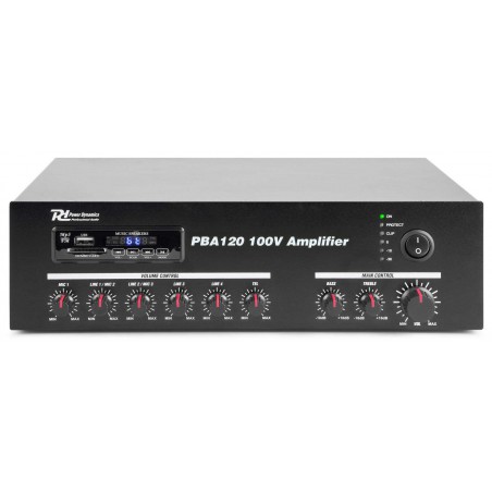 Power Dynamics ,PBA120 Amplificador linea 100V,  120W ,con BT,MP3,SD,