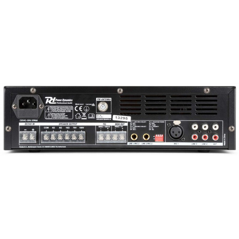 Power Dynamics PBA60 Amplificador Linea 100v. 60 Watts. MP3,BT,SD