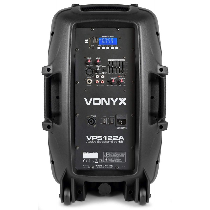 VONYX VPS122A Set 800 Watts con Tripodes, Cables,Microfono,USB,MP3