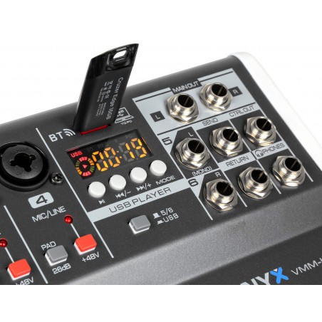 VONYX VMM-K602 ,mesa de mezclas de 6 canales,efectos, MP3,USB,BT